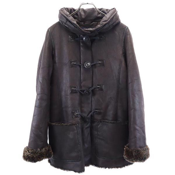 ARMANI JEANS アルマーニジーンズ フェイク レザージャケット USA 4 焦茶 裏ファー メンズ