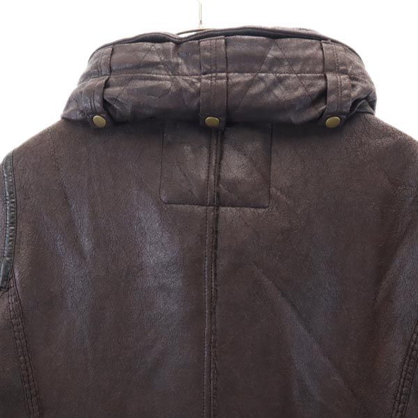 ARMANI JEANS アルマーニジーンズ フェイク レザージャケット USA 4 焦茶 裏ファー メンズ