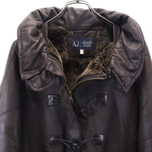 ARMANI JEANS アルマーニジーンズ フェイク レザージャケット USA 4 焦茶 裏ファー メンズ
