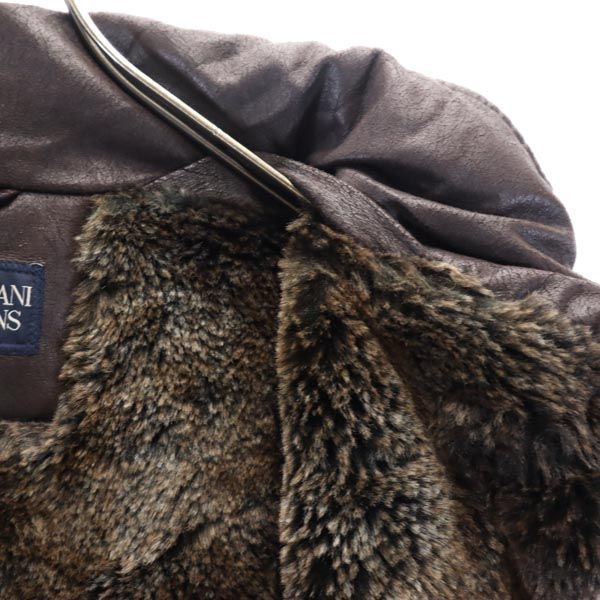ARMANI JEANS アルマーニジーンズ フェイク レザージャケット USA 4 焦茶 裏ファー メンズ