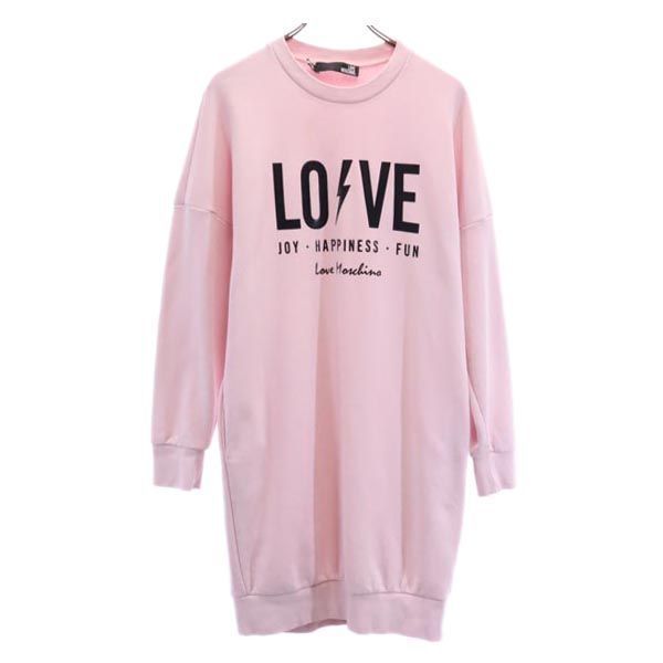 LOVEMOSCHINO ラブモスキーノ ロゴプリント 長袖 スウェット ワンピース 4 ピンク系 レディース