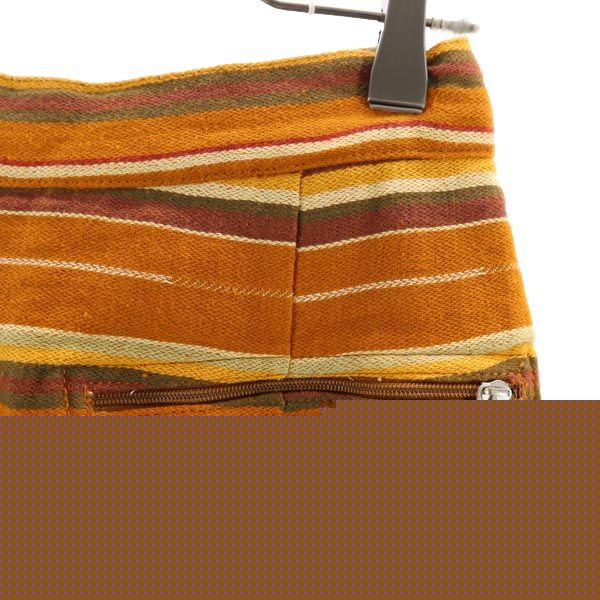 WILDTHINGS ワイルドシングス ボーダー ミモレ丈 ラップスカート ONE ブラウン系 ロゴ レディース