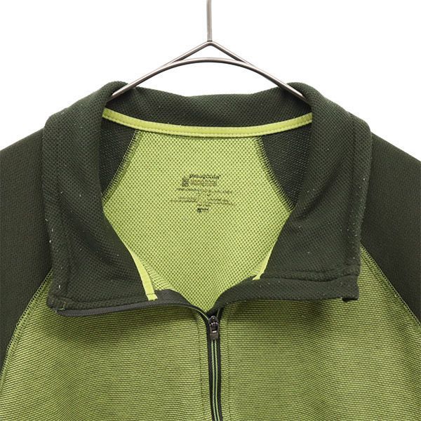 patagonia パタゴニア 長袖 ハーフジップ カットソー M グリーン アウトドア Tシャツ メンズ