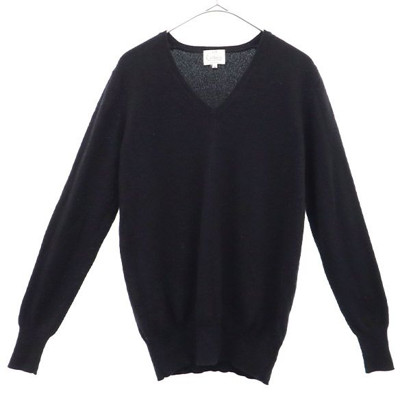 23ku 23区 カシミヤ100% 長袖 Vネック セーター 38 ブラック ニット レディース