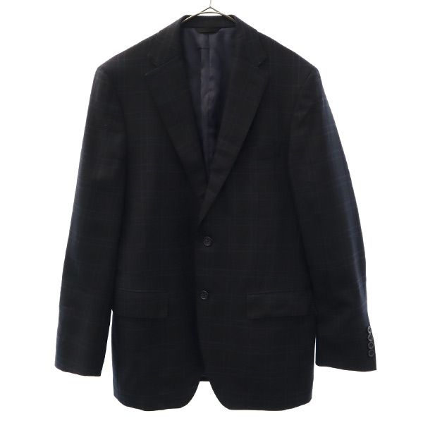 Durban ダーバン ウール チェック柄 テーラードジャケット ブラック×ブルー メンズ