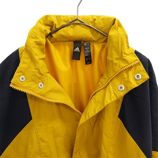 adidas アディダス 総柄 ナイロンジャケット S イエロー×ブラック レディース