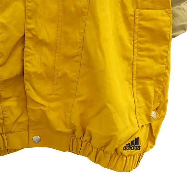 adidas アディダス 総柄 ナイロンジャケット S イエロー×ブラック レディース