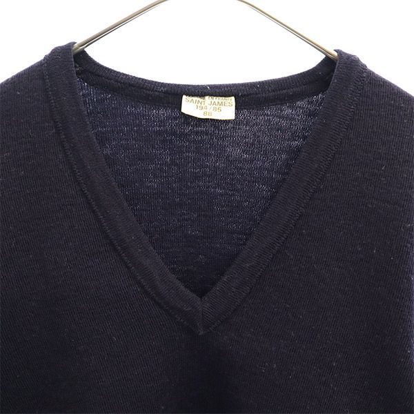 SAINT JAMES セントジェームス 長袖 Vネック セーター ネイビー ニット レディース