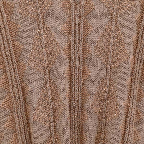 LANVIN ランバン 総柄 長袖 Vネック セーター 50 ブラウン系 ニット メンズ