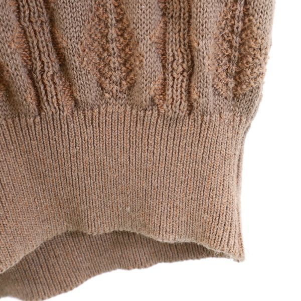 LANVIN ランバン 総柄 長袖 Vネック セーター 50 ブラウン系 ニット メンズ