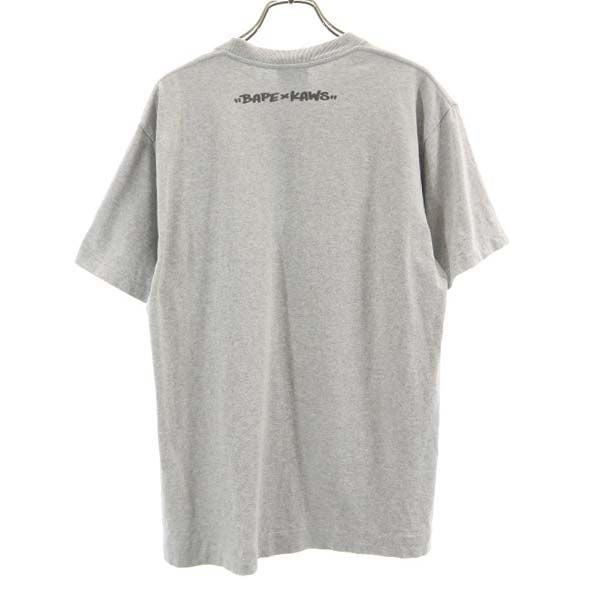 A BATHING APE アベイシングエイプ カウズ コラボ 日本製 半袖 Tシャツ M グレー系 KAWS メンズ