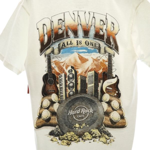 未使用 HARD ROCK CAFE ハードロックカフェ DENVER バックプリント 半袖 Tシャツ S ホワイト メンズ