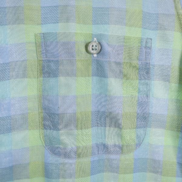 Christian Dior クリスチャンディオール 格子柄 半袖 シャツ L ブルー系 メンズ