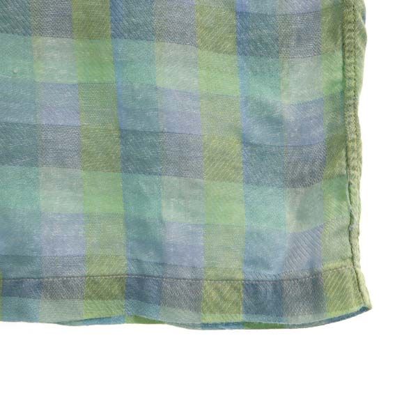 Christian Dior クリスチャンディオール 格子柄 半袖 シャツ L ブルー系 メンズ