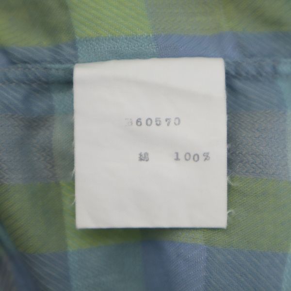 Christian Dior クリスチャンディオール 格子柄 半袖 シャツ L ブルー系 メンズ