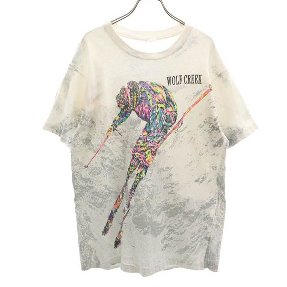 FRUIT OF THE LOOM フルーツオブザルーム 90s オールド USA製 プリント 半袖 Tシャツ M ホワイト メンズ