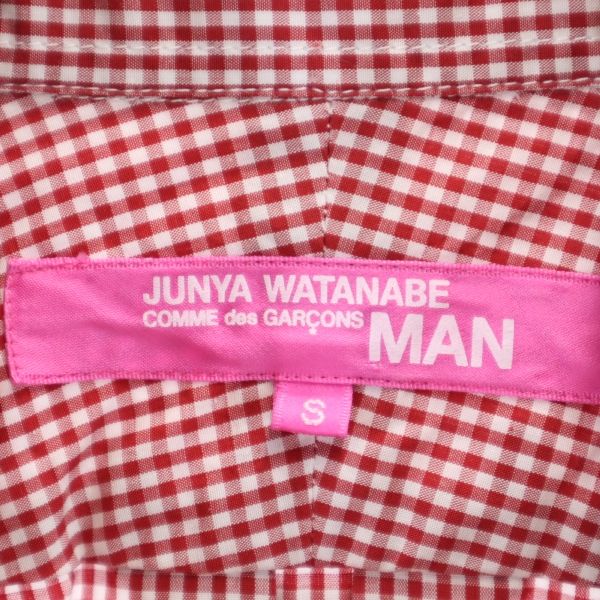 JUNYA WATANABE MAN COMME des GARCONS ジュンヤワタナベマン コムデギャルソン 2011年 半袖 ボタンダウンシャツ S 赤×白 メンズ