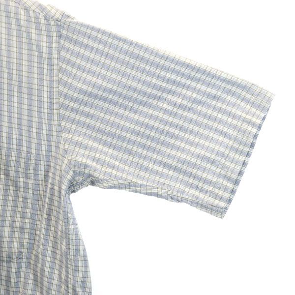 BURBERRY バーバリー 80s USA製 ヴィンテージ チェック柄 半袖 ボタンダウンシャツ S 水色×白×グレー メンズ