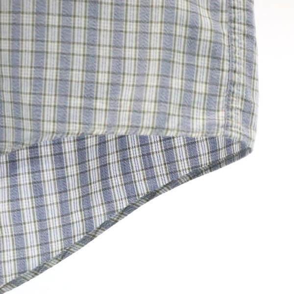 BURBERRY バーバリー 80s USA製 ヴィンテージ チェック柄 半袖 ボタンダウンシャツ S 水色×白×グレー メンズ