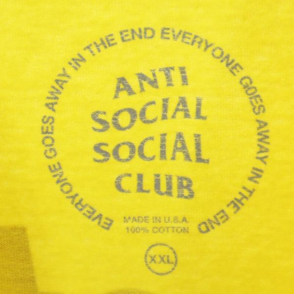 ANTI SOCIAL SOCIAL CLUB アンチソーシャルソーシャルクラブ USA製 半袖 Tシャツ XXL イエロー系 メンズ