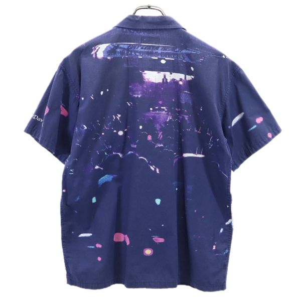 HARLEY DAVIDSON ハーレーダビッドソン 総柄 半袖 オープンカラーシャツ M ネイビー メンズ