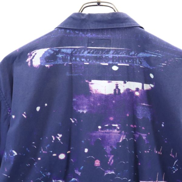 HARLEY DAVIDSON ハーレーダビッドソン 総柄 半袖 オープンカラーシャツ M ネイビー メンズ