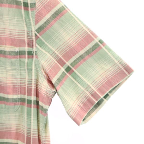 RRL ダブルアールエル 黒タグ 一ツ星 ストライプ柄 半袖 シャツ XS 緑×ピンク×ベージュ RALPH LAUREN メンズ