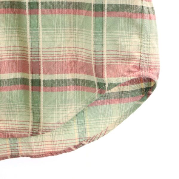 RRL ダブルアールエル 黒タグ 一ツ星 ストライプ柄 半袖 シャツ XS 緑×ピンク×ベージュ RALPH LAUREN メンズ