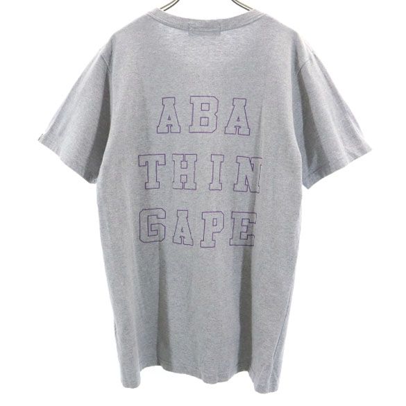 A BATHING APE アベイシングエイプ 日本製 バックプリント 半袖 Tシャツ M グレー系 メンズ