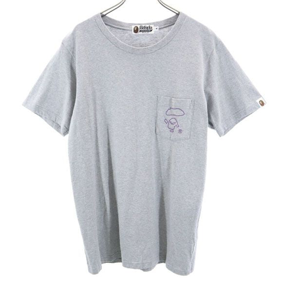 A BATHING APE アベイシングエイプ 日本製 バックプリント 半袖 Tシャツ M グレー系 メンズ
