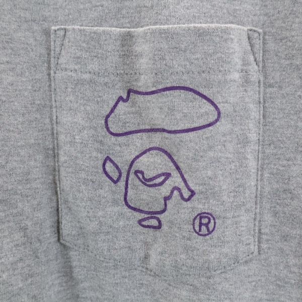 A BATHING APE アベイシングエイプ 日本製 バックプリント 半袖 Tシャツ M グレー系 メンズ