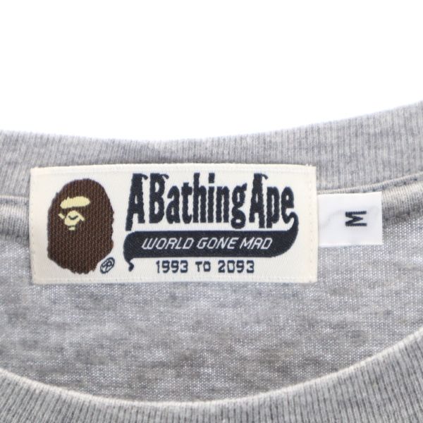 A BATHING APE アベイシングエイプ 日本製 バックプリント 半袖 Tシャツ M グレー系 メンズ