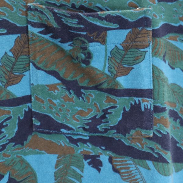 A BATHING APE アベイシングエイプ 日本製 総柄 半袖 Tシャツ L ブルー系 ポケT メンズ