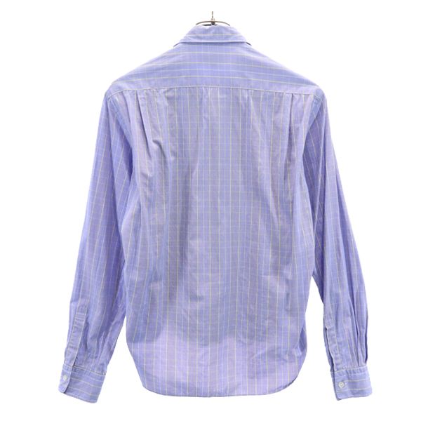 コムデギャルソンオム 2009年 日本製 ウール切替 チェック 長袖 シャツ XS ブルー系 COMME des GARCONS HOMME メンズ