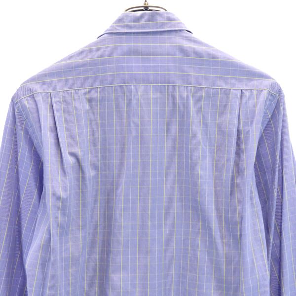 コムデギャルソンオム 2009年 日本製 ウール切替 チェック 長袖 シャツ XS ブルー系 COMME des GARCONS HOMME メンズ