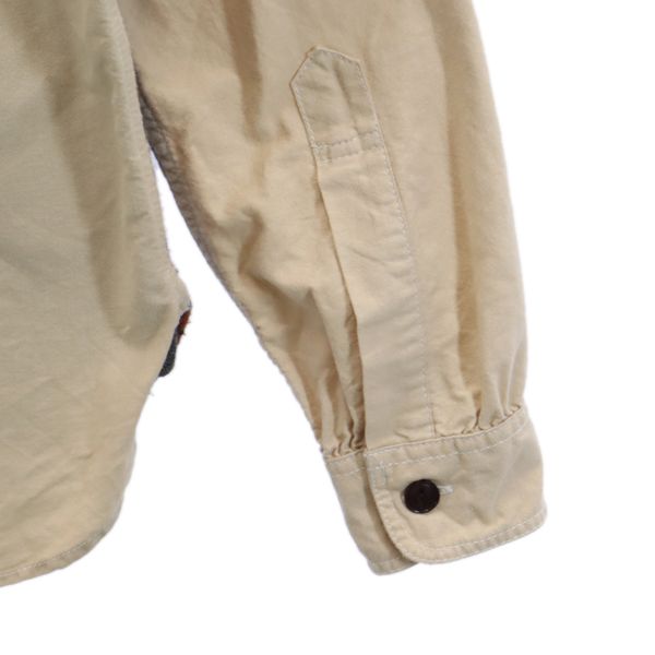 COMME des GARCONS HOMME コムデギャルソンオム 2013年 日本製 ウールブレンド ボーダー柄 長袖 シャツ S ベージュ×グレー×紺 メンズ