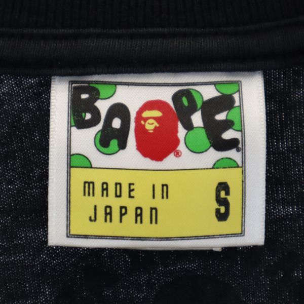 A BATHING APE アベイシングエイプ 日本製 ベイビーマイロ プリント 半袖 クルーネック Tシャツ S 黒系 メンズ