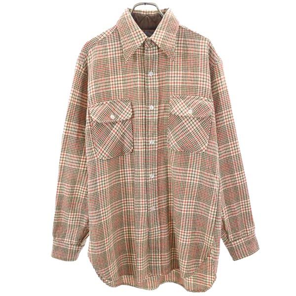 PENDLETON ペンドルトン 70s ウール ヴィンテージ USA製 チェック柄 長袖 シャツ M 茶×赤×ベージュ メンズ