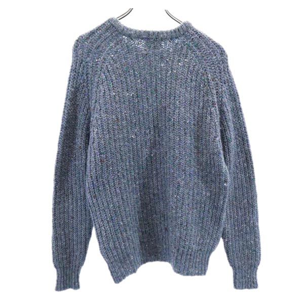WOOLRICH ウールリッチ 70s 白タグ ヴィンテージ 長袖 ニット 青系 クルーネック セーター メンズ