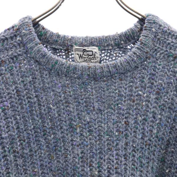 WOOLRICH ウールリッチ 70s 白タグ ヴィンテージ 長袖 ニット 青系 クルーネック セーター メンズ