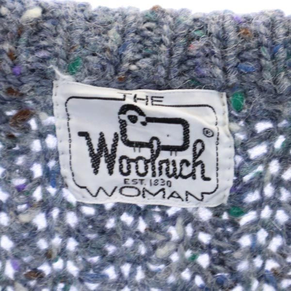WOOLRICH ウールリッチ 70s 白タグ ヴィンテージ 長袖 ニット 青系 クルーネック セーター メンズ