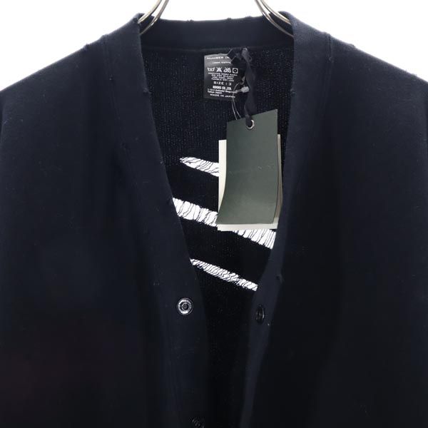 NUMBER(N)INE ナンバーナイン 日本製 長袖 ダメージ加工 ニット カーディガン 3 ブラック系 メンズ