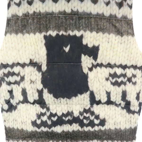 CASSAVES カザベス プリント ニット ダウンベスト M ベージュ×グレー メンズ