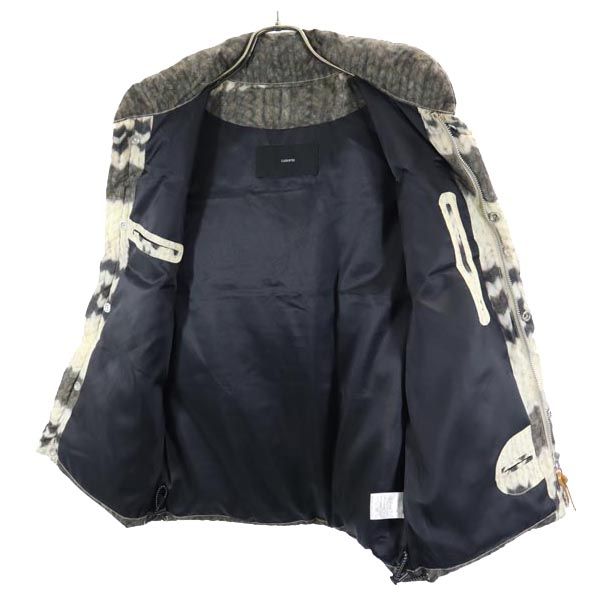 CASSAVES カザベス プリント ニット ダウンベスト M ベージュ×グレー メンズ