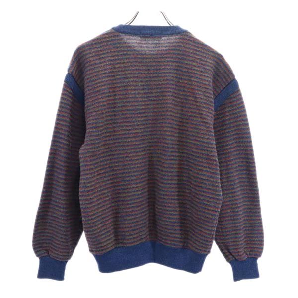 YVES SAINT LAURENT イヴサンローラン 90s オールド ウールブレンド 総柄 長袖 セーター M ネイビー系 ニット メンズ