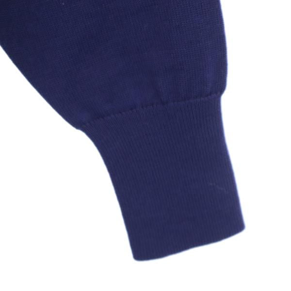 YVES SAINT LAURENT イヴサンローラン 90s オールド ウール ロゴ刺繍 長袖 セーター M ネイビー系 ニット レディース