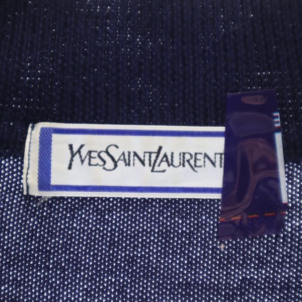 YVES SAINT LAURENT イヴサンローラン 90s オールド ウール ロゴ刺繍 長袖 セーター M ネイビー系 ニット レディース
