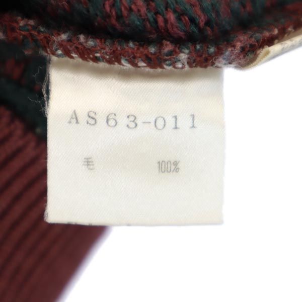 YVES SAINT LAURENT イヴサンローラン 90s ウール 総柄 長袖 Vネック セーター L パープル系 ニット メンズ