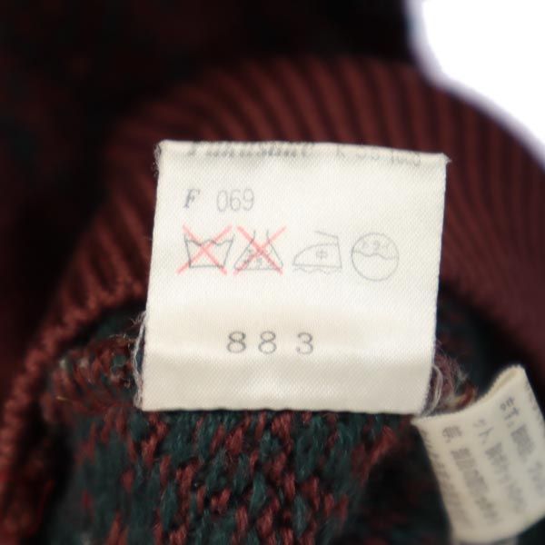 YVES SAINT LAURENT イヴサンローラン 90s ウール 総柄 長袖 Vネック セーター L パープル系 ニット メンズ