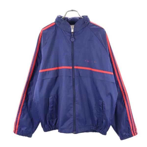 adidas アディダス 80s ヴィンテージ 銀タグ 3ライン ウインドブレーカー M ネイビー スポーツ ジャケット メンズ